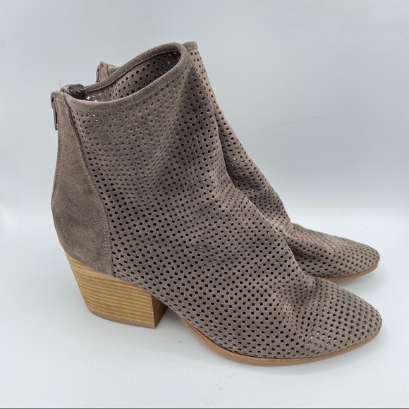 JEFFREY CAMPBELL Jenelle Suede Perforated Ankle Booties Taupe - Picture 2 of 7